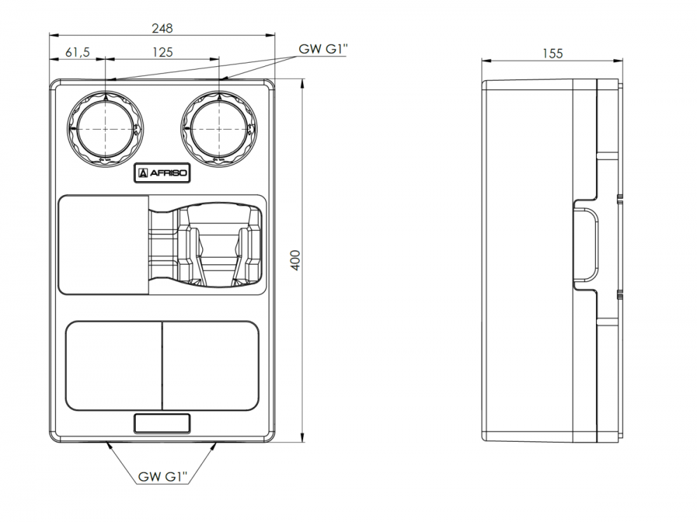 Насосная группа с 3-х ходовым клапаном 1". PrimoTherm K 180-2 DN25 3-WM, смесительный клапан ARV Kvs Vario, без насоса, AFRISO 77824