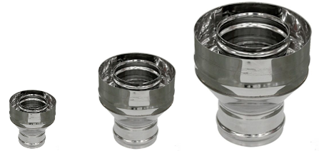 Переходник дымоход нержавейка с одностенной трубы на двустенную 